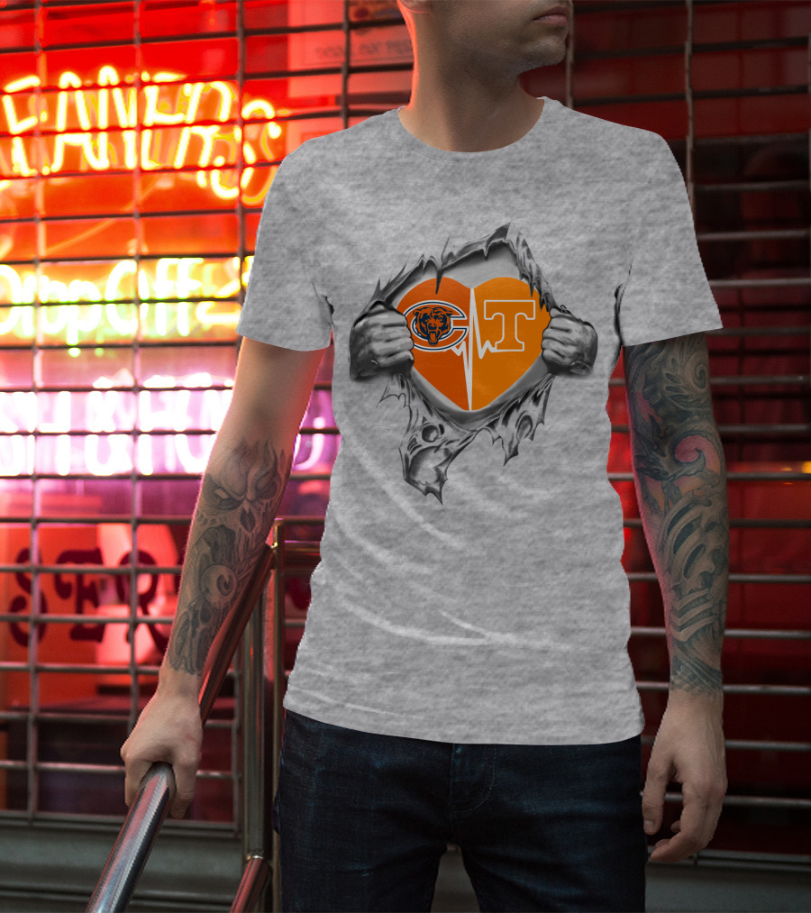 Bears Tennessee It's In My Heart Chicago Logo And University Of Tennessee Heart T-Shirt