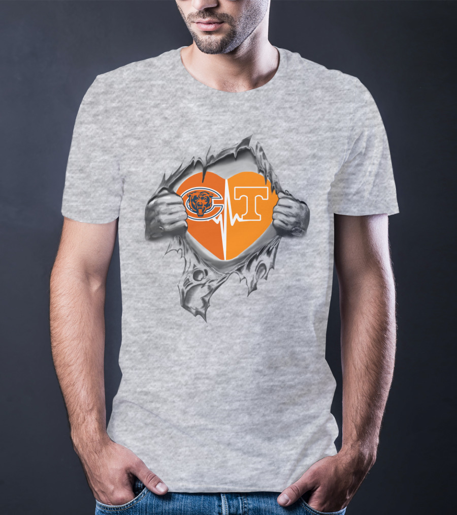 Bears Tennessee It's In My Heart Chicago Logo And University Of Tennessee Heart T-Shirt