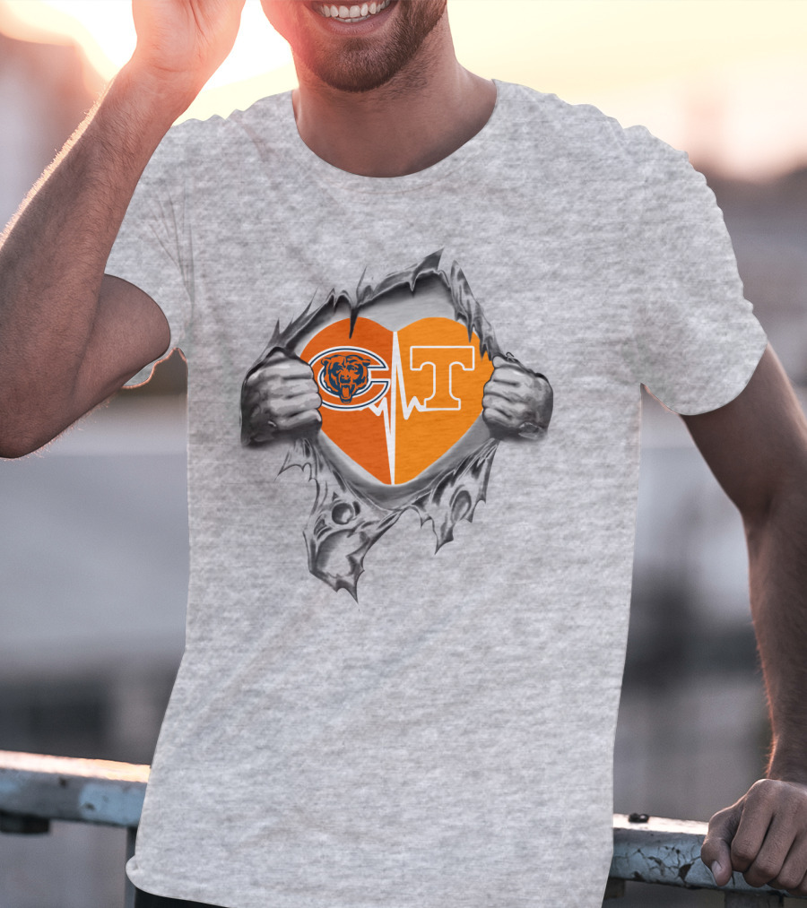 Bears Tennessee It's In My Heart Chicago Logo And University Of Tennessee Heart T-Shirt