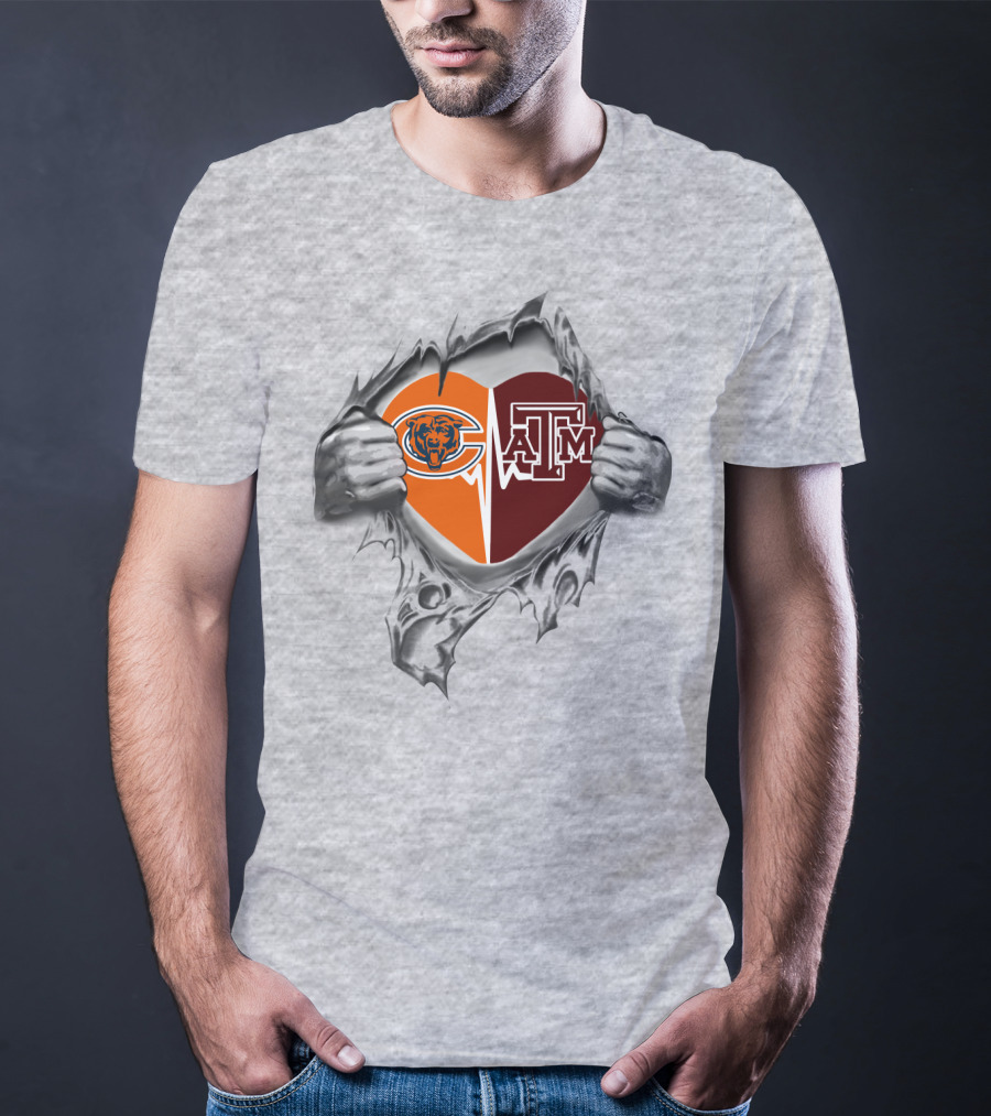 Chicago Bears Texas A&M Aggies Heart Emblem T-Shirt