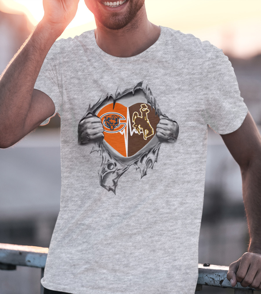 Bears Cowboys Heart Logo Tearing Open T-Shirt