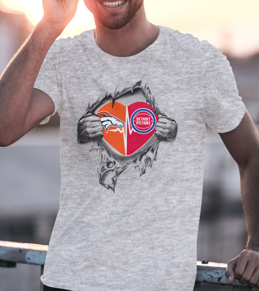 Broncos Detroit Pistons Heart It's In My Heart T-Shirt