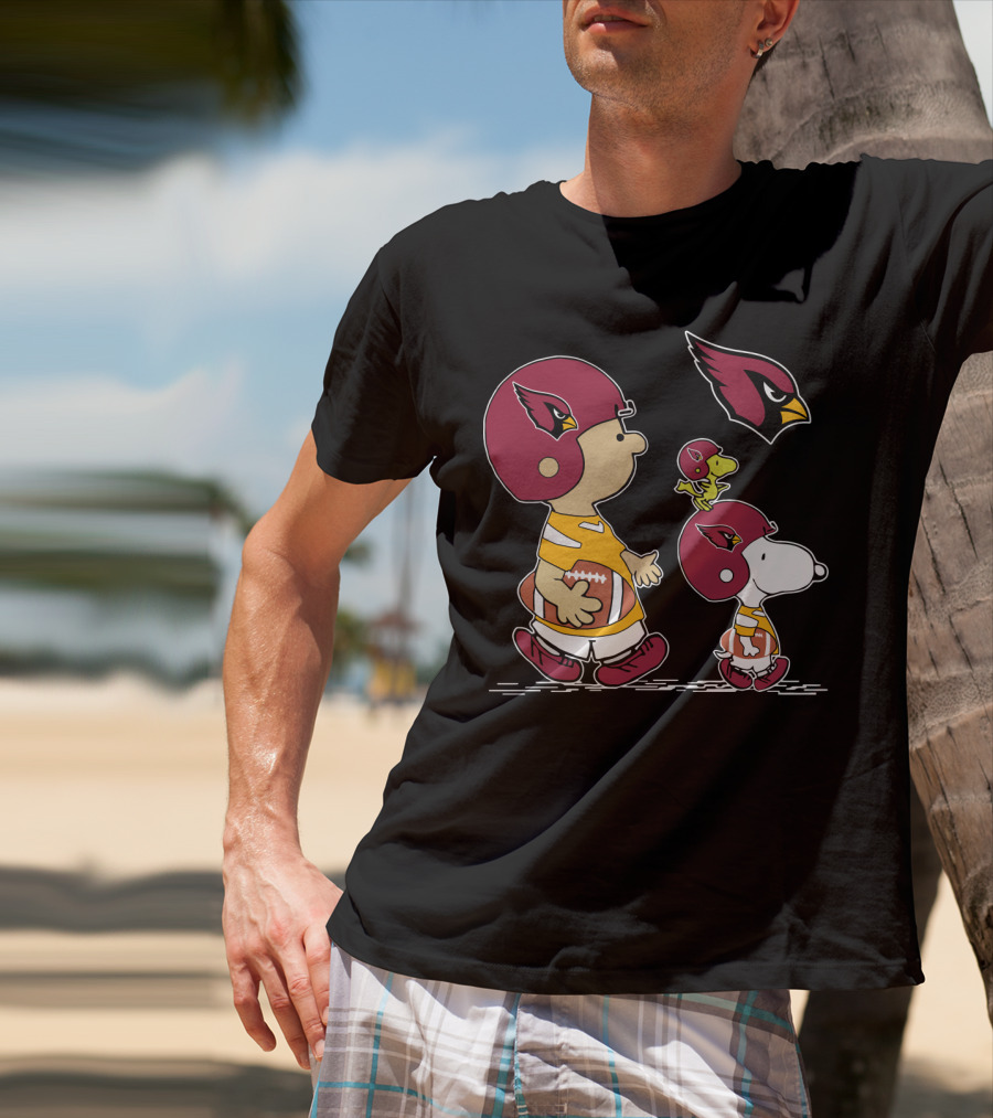 Cardinals Snoopy Woodstock Football Charlie Brown Peanuts Helmet T-Shirt