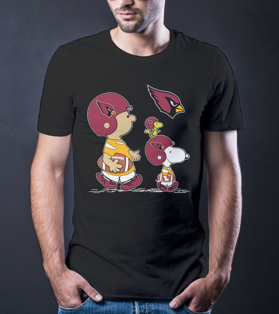 Cardinals Snoopy Woodstock Football Charlie Brown Peanuts Helmet T-Shirt
