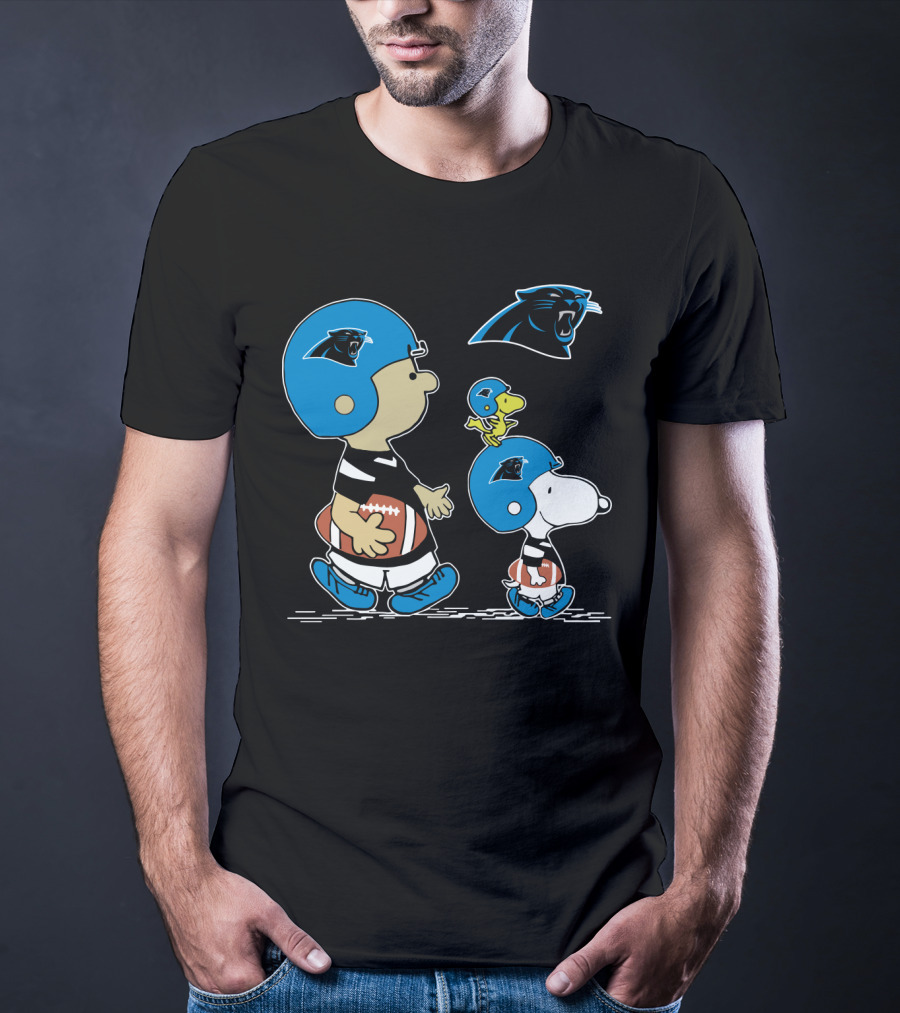 Panthers Snoopy Football Helmet Peanuts Cartoon Characters T-Shirt