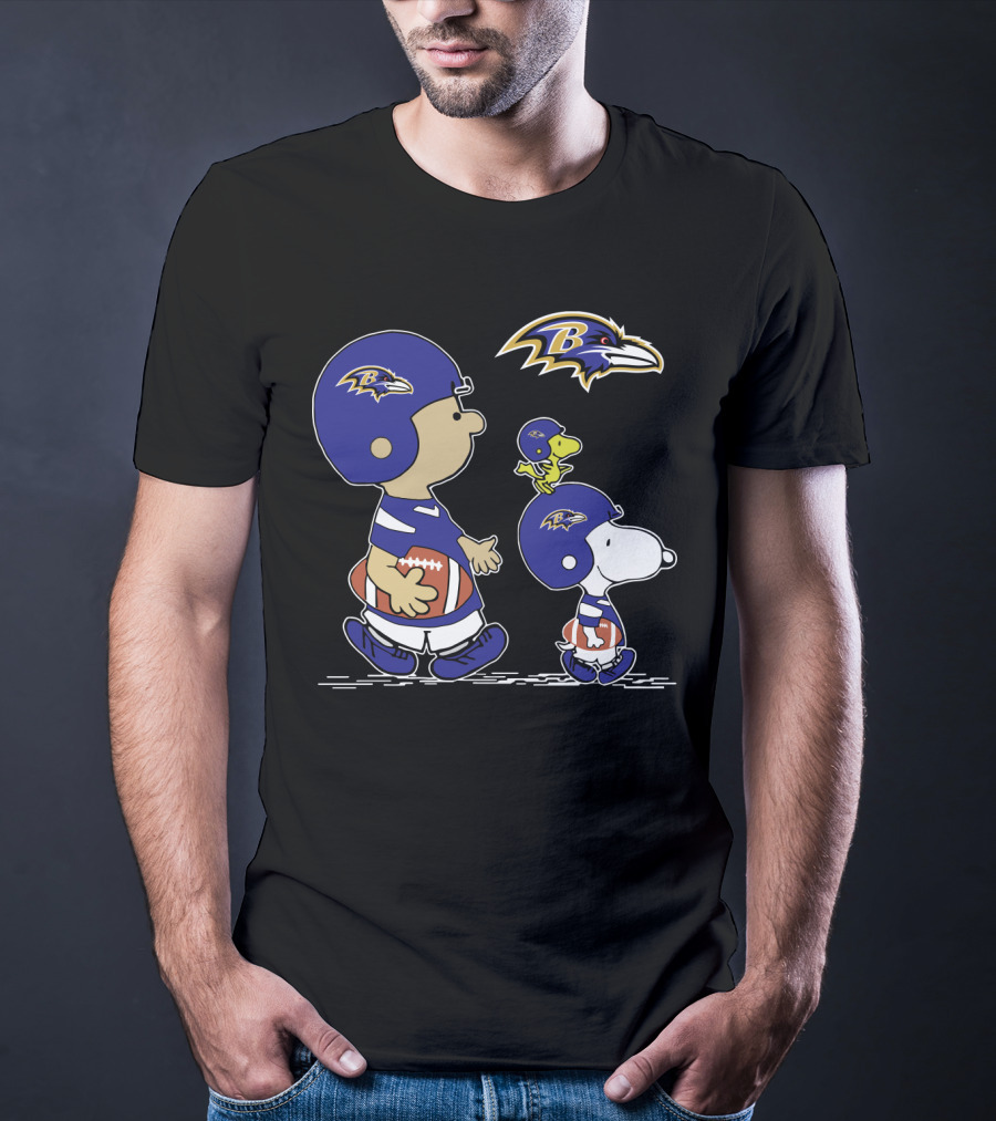 Baltimore Ravens Peanuts Snoopy Woodstock Football Team T-Shirt