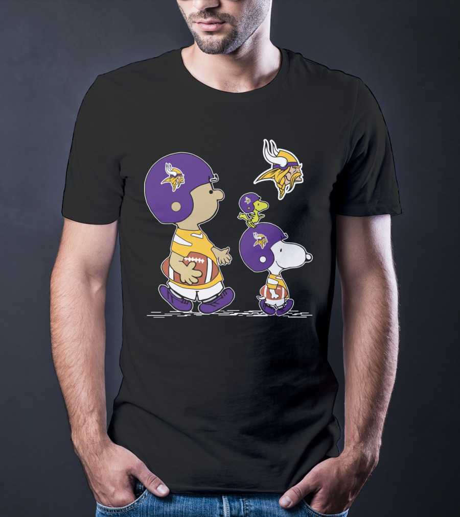 Minnesota Vikings Snoopy And Woodstock Football Team Collaboration T-Shirt