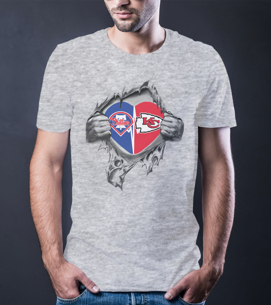 Phillies Chiefs Heart Combined Fan Spirit T-Shirt