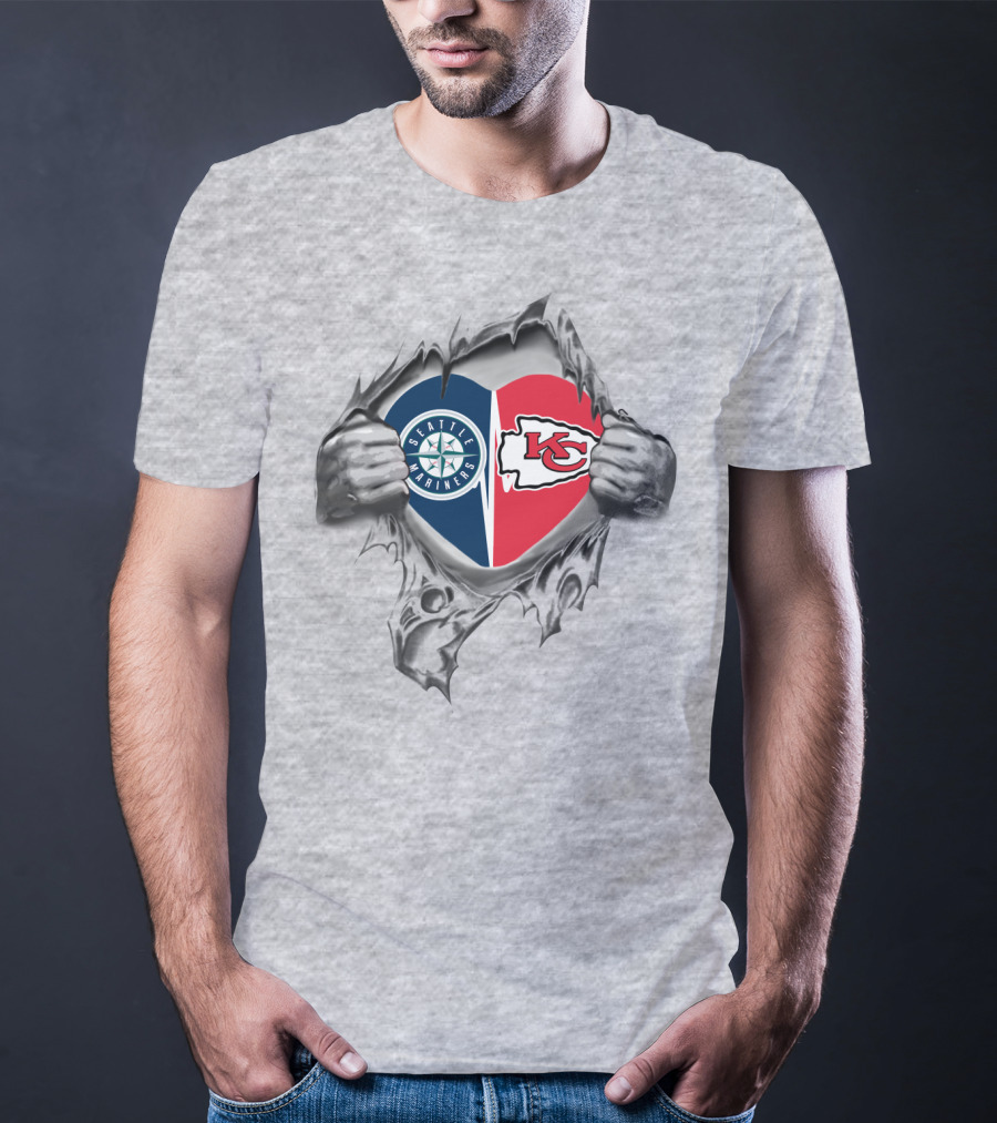 Seattle Mariners Kansas City Chiefs Heart T-Shirt
