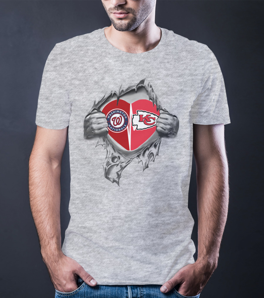 Washington Nationals Kansas City Chiefs Heart T-Shirt