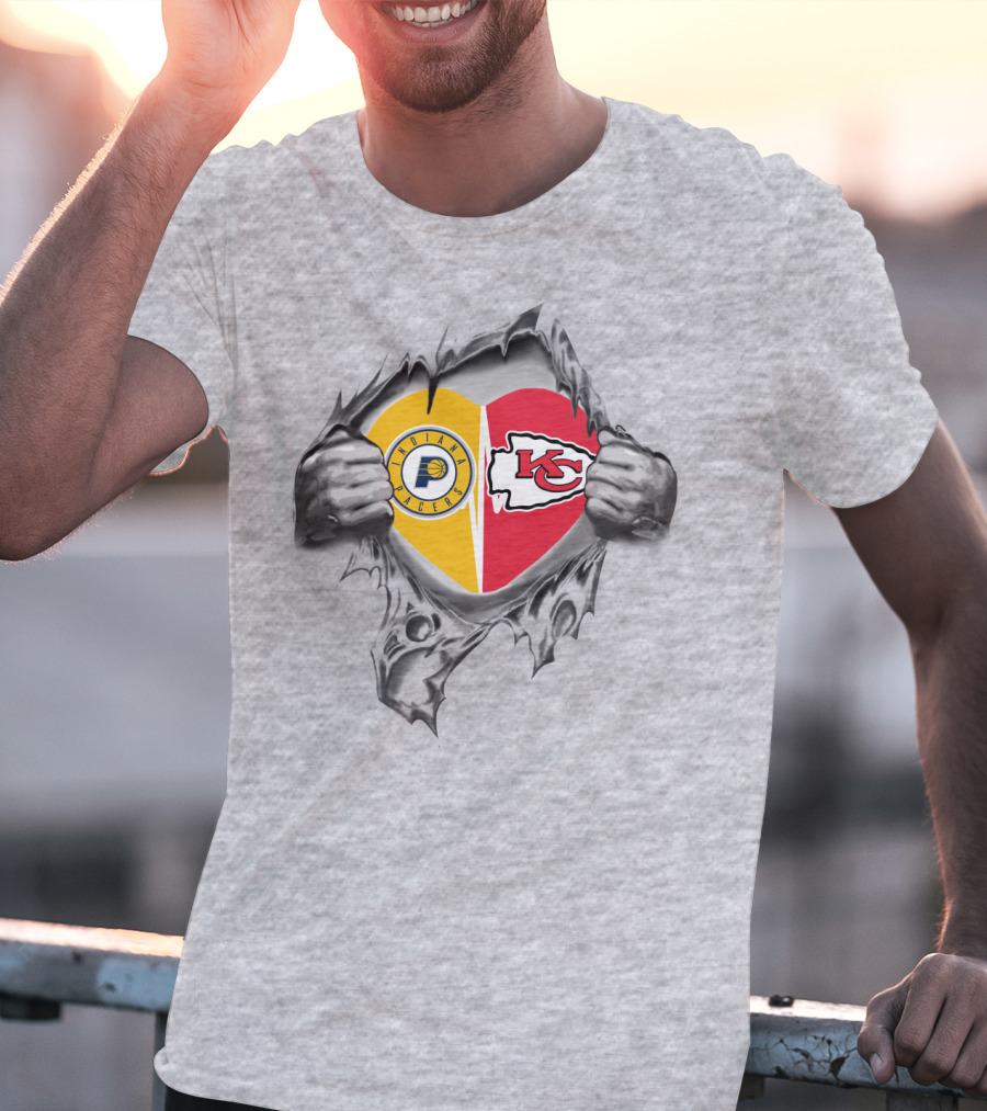 Indianapolis Pacers Kansas City Chiefs Heart Fans T-Shirt
