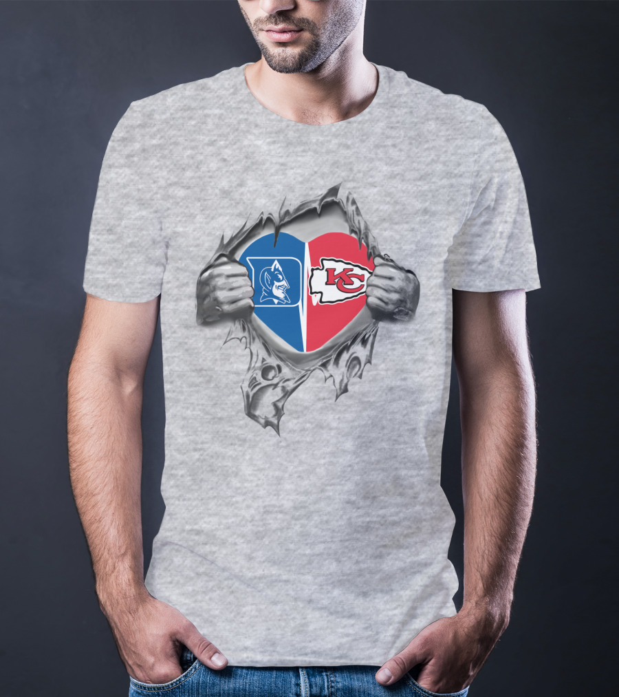 Chiefs And Duke Blue Devils Heart T-Shirt
