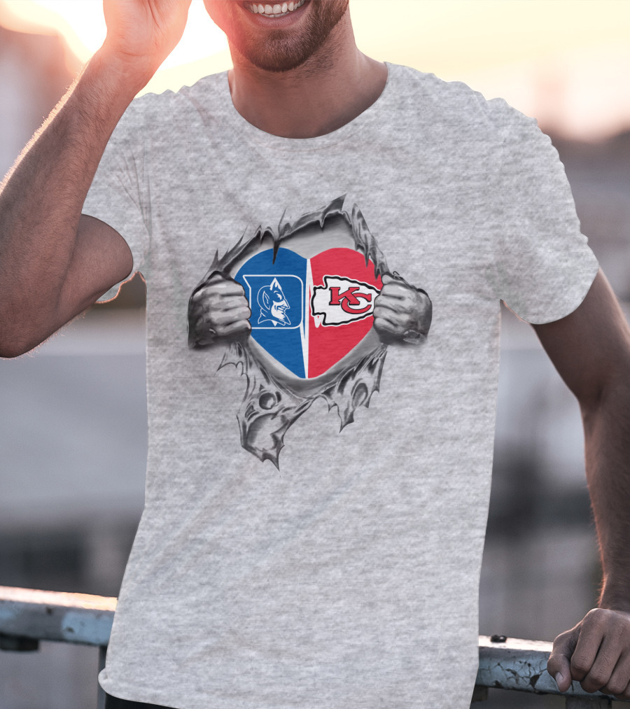 Chiefs And Duke Blue Devils Heart T-Shirt