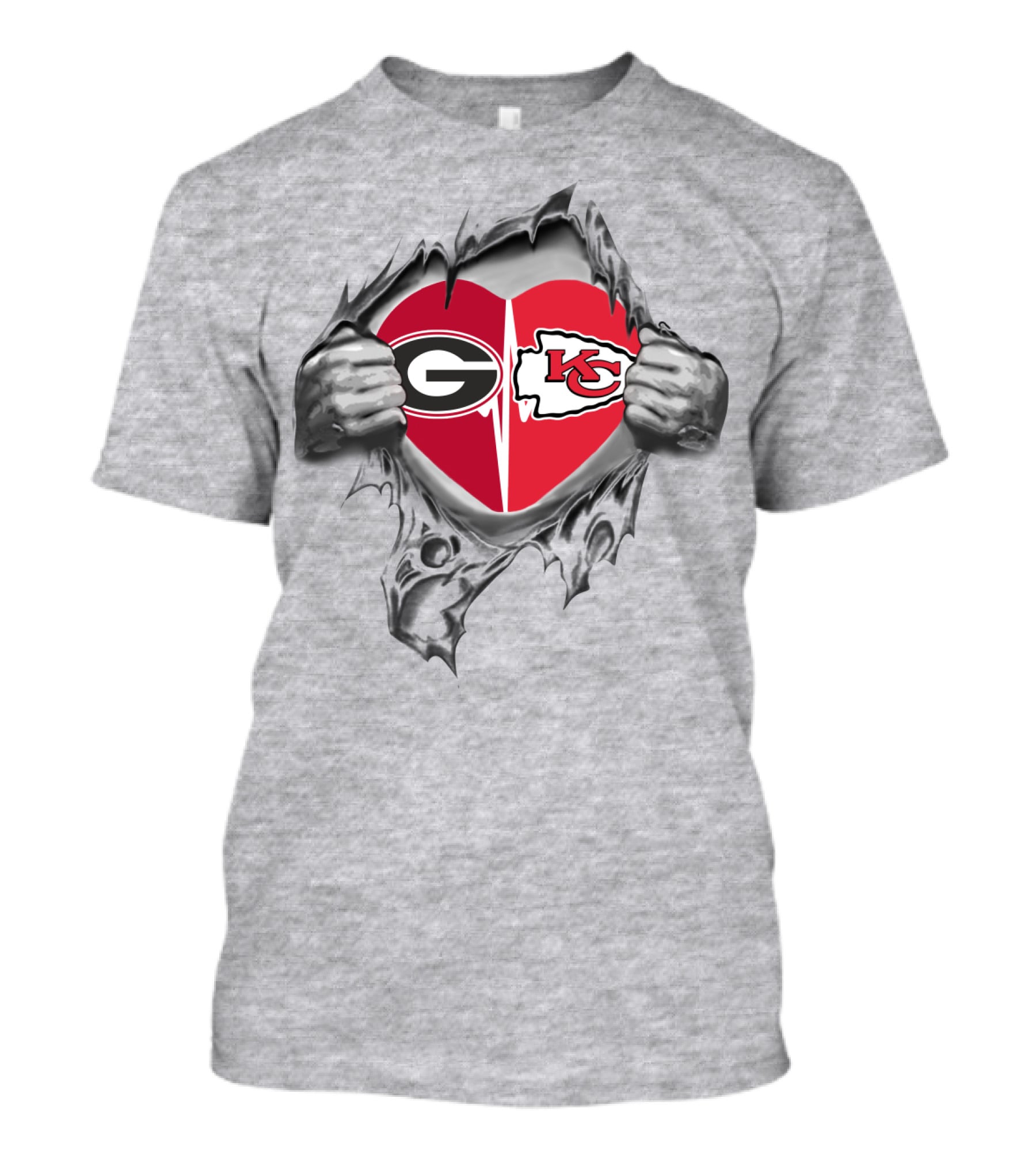 Georgia Bulldogs Kansas City Chiefs Heart Loyalty T-Shirt