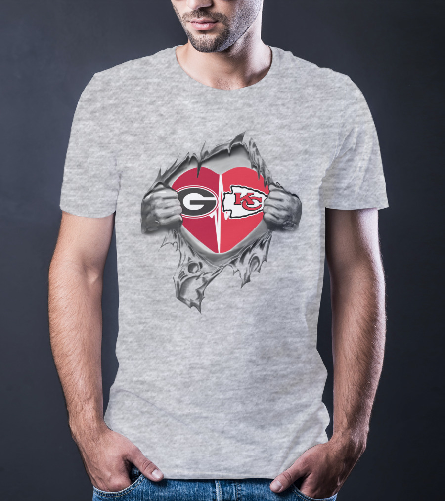 Georgia Bulldogs Kansas City Chiefs Heart Loyalty T-Shirt