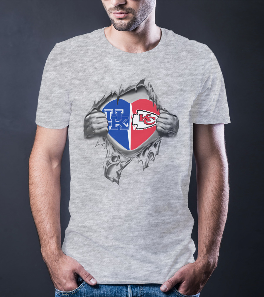 Chiefs Uk Heart Kentucky Wildcats Blue Red Kc T-Shirt