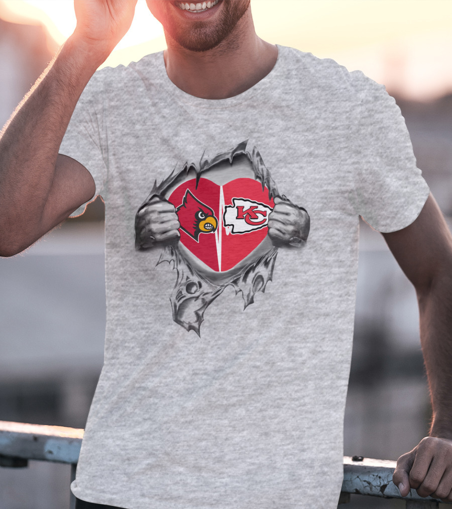 Chiefs Cardinals Heart Torn Reveal T-Shirt