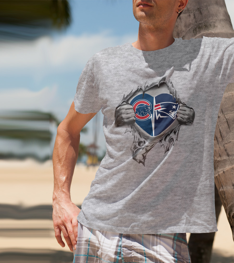Cubs Patriots Heart Tear T-Shirt