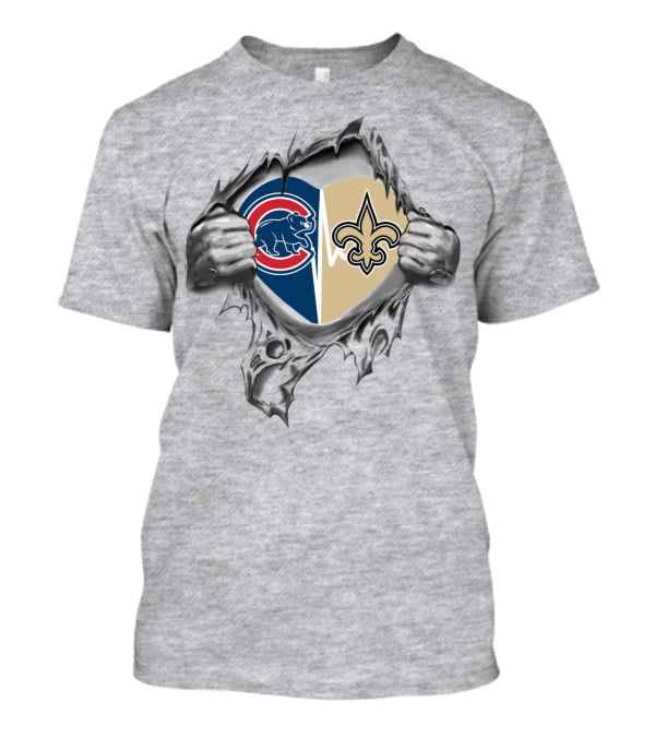 Cubs And Saints Love Revealed In Heart-Shaped Logo Split T-Shirt