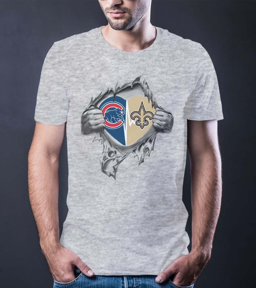 Cubs And Saints Love Revealed In Heart-Shaped Logo Split T-Shirt
