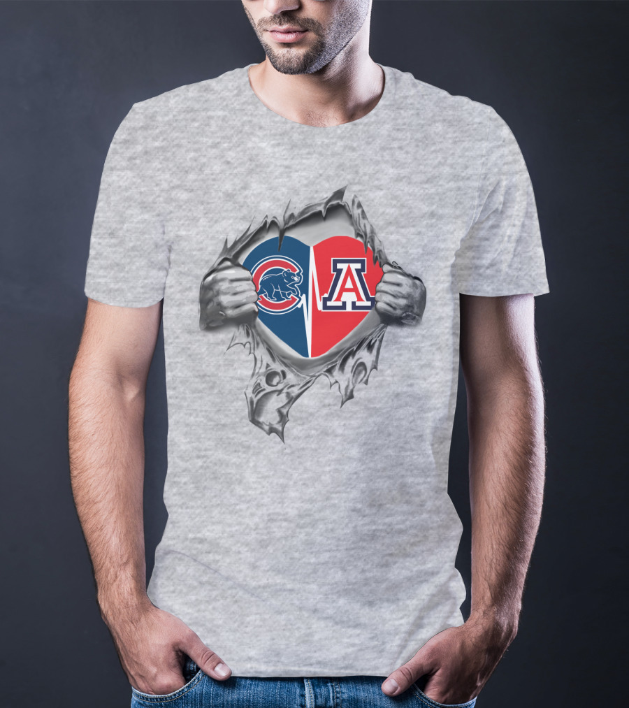 Cubs Arizona Heartbeat Emblem With Tearing Hands T-Shirt