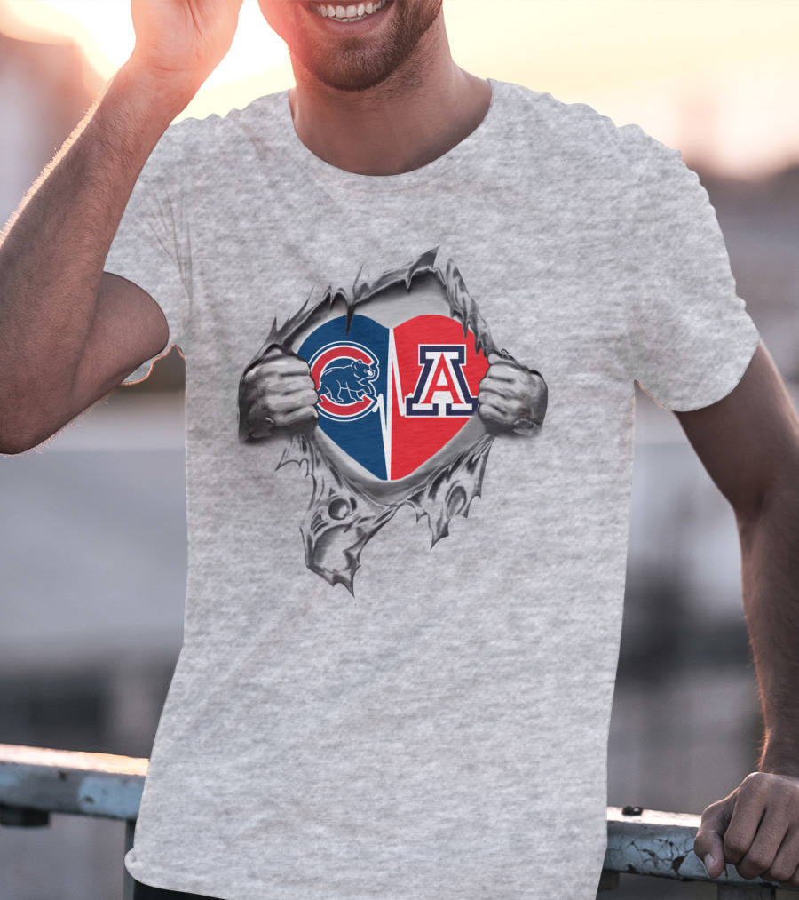 Cubs Arizona Heartbeat Emblem With Tearing Hands T-Shirt