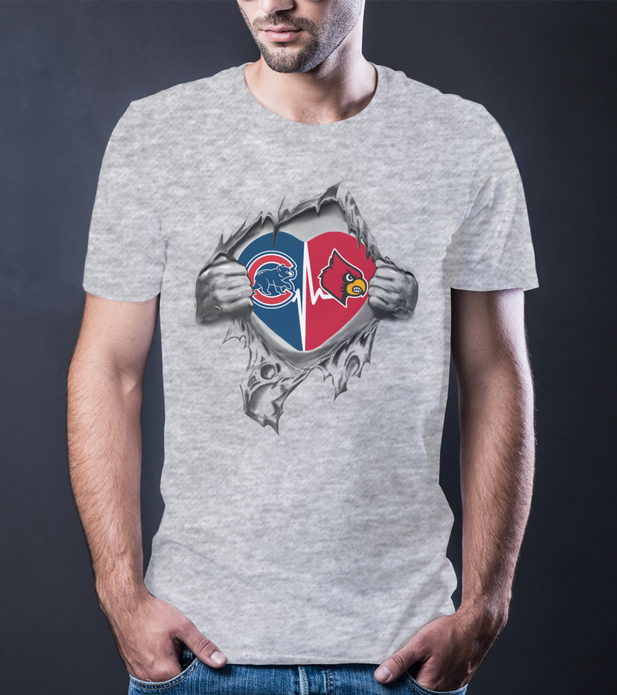 Cubs Louisville Cardinals Heartbeat In My Chest T-Shirt