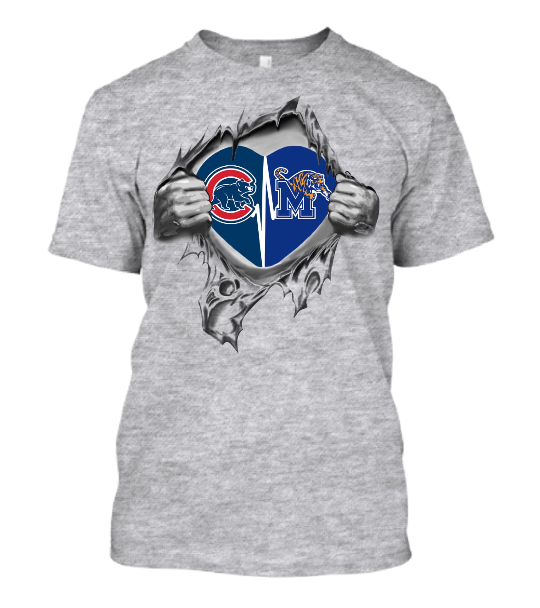 Chicago Cubs Memphis Tigers Heart T-Shirt