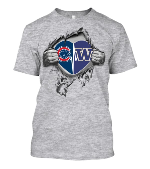 Cubs And Washington Huskies Heart Torn Reveal T-Shirt