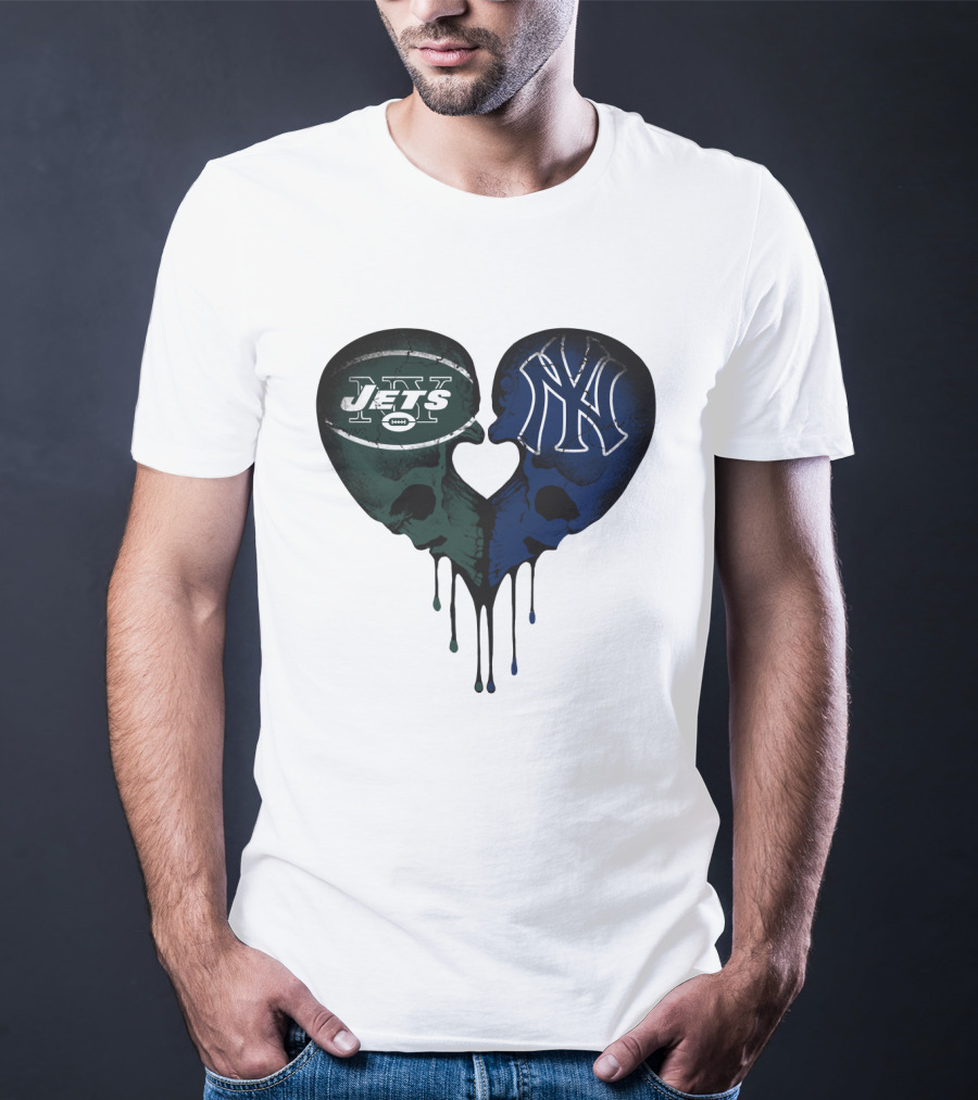 Jets Yankees Skull Heart Logo Fusion T-Shirt