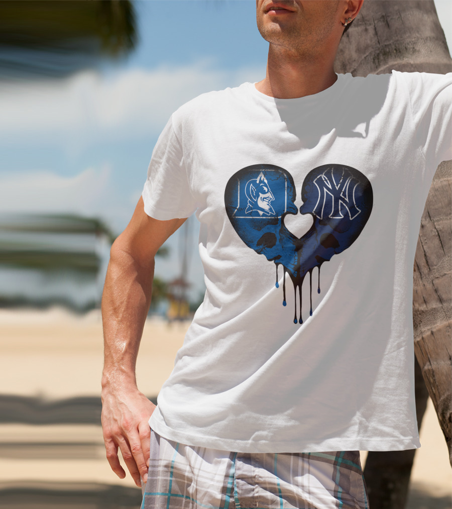 Duke Yankees Skull Heart Dripping Blue T-Shirt