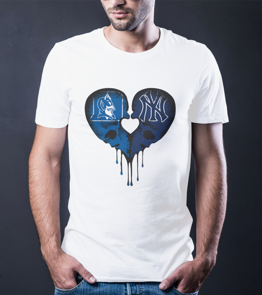 Duke Yankees Skull Heart Dripping Blue T-Shirt