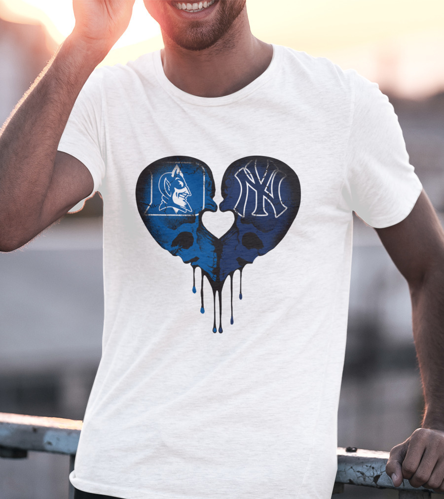 Duke Yankees Skull Heart Dripping Blue T-Shirt