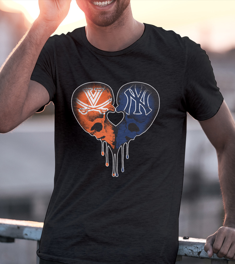 Yankees Cavaliers Skull Heart Fusion T-Shirt