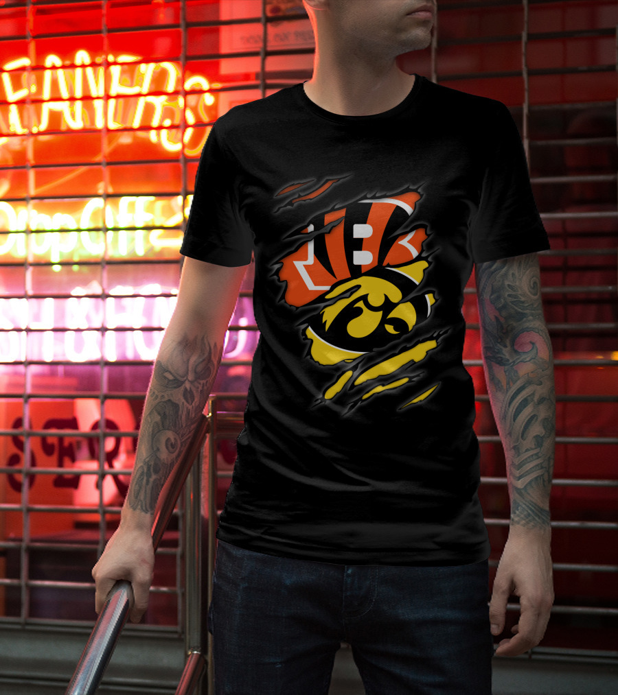 Bengals And Iowa Hawkeyes Claw T-Shirt