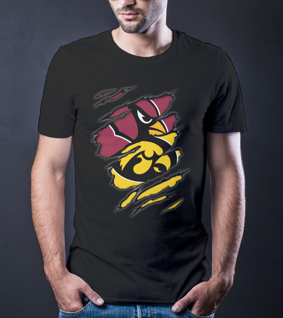 Cardinals Iowa Hawkeyes Iconic Team Logos Collaboration T-Shirt