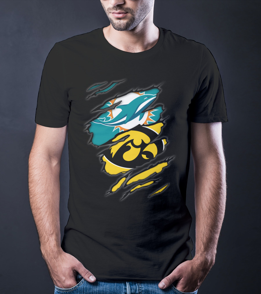 Miami Dolphins Iowa Hawkeyes Torn Claw T-Shirt