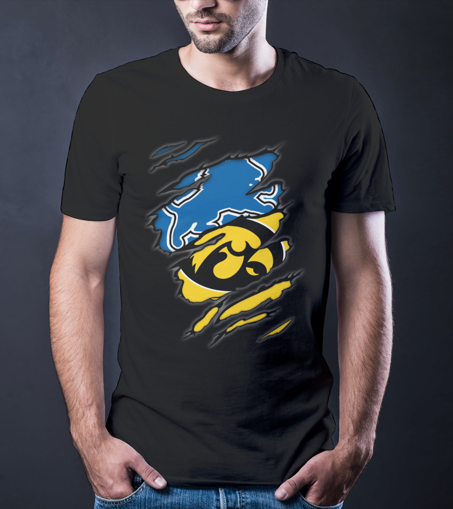 Lions Iowa Hawkeyes Tear Effect Sports Rivalry T-Shirt
