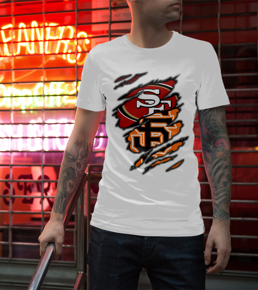49Ers SF Giants Logos Rip T-Shirt