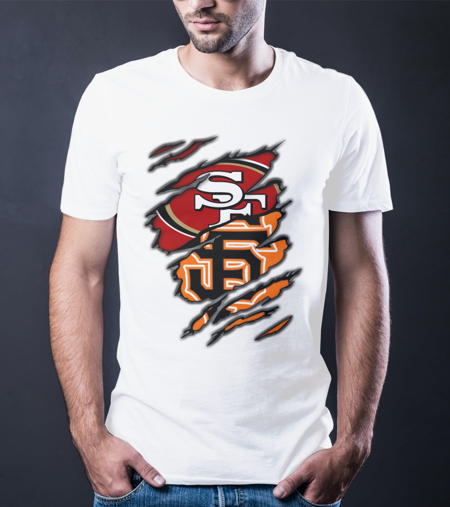 49Ers SF Giants Logos Rip T-Shirt
