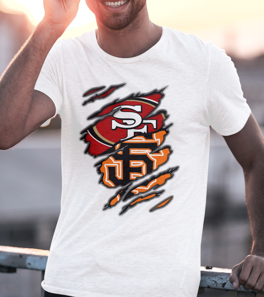 49Ers SF Giants Logos Rip T-Shirt