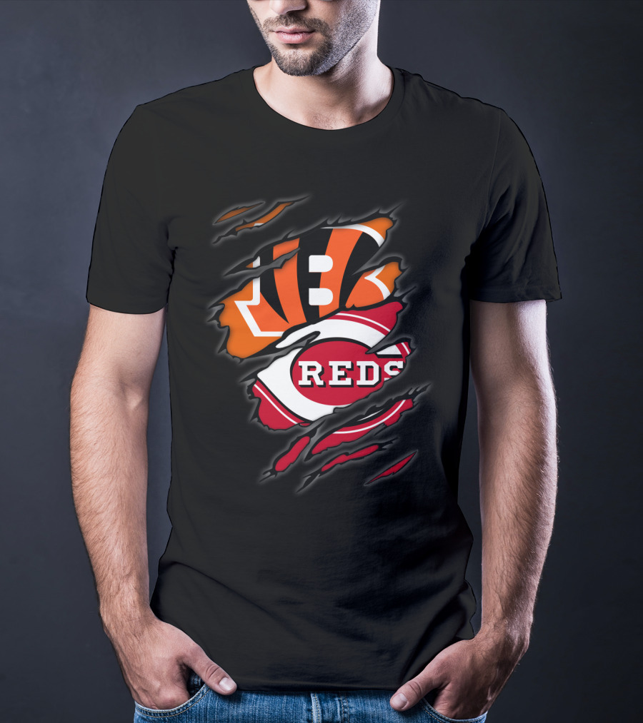 Bengals Reds Logo Ripped Claw T-Shirt