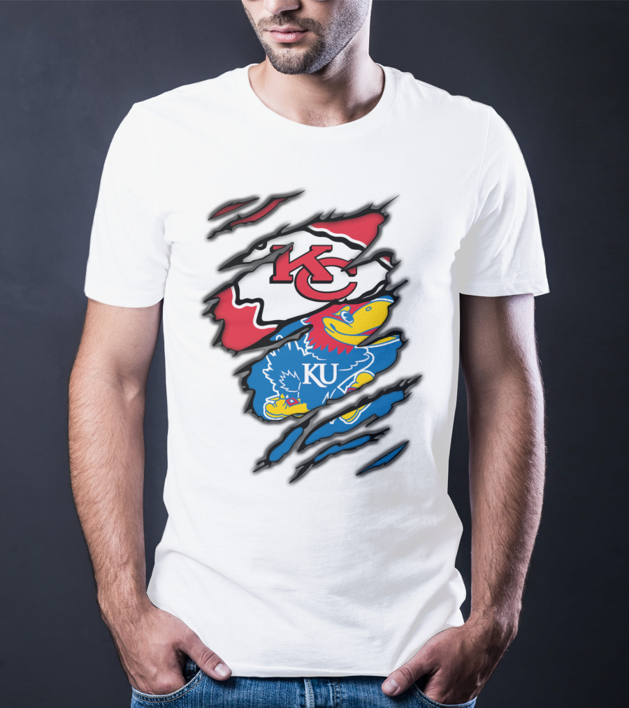 Kansas City Chiefs KU Jayhawks Logo Mashup T-Shirt