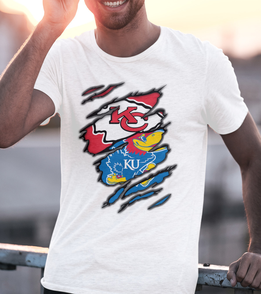 Kansas City Chiefs KU Jayhawks Logo Mashup T-Shirt