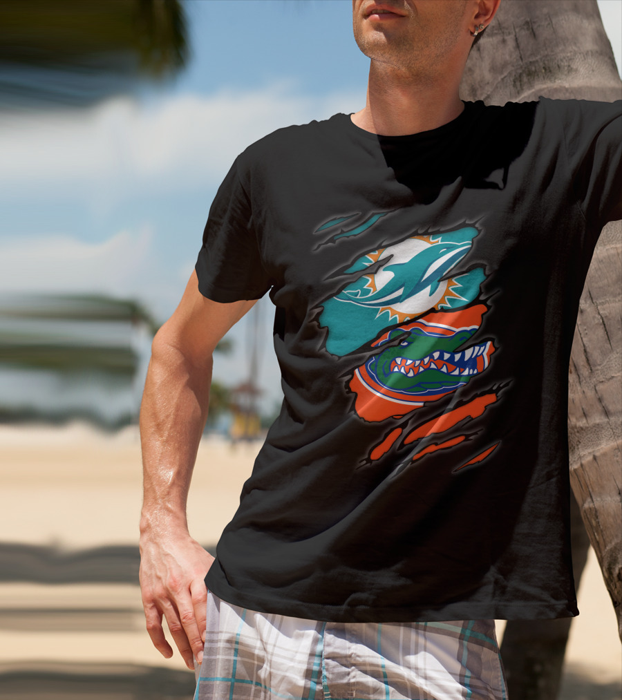 Miami Dolphins Florida Gators Torn Claw Marks T-Shirt