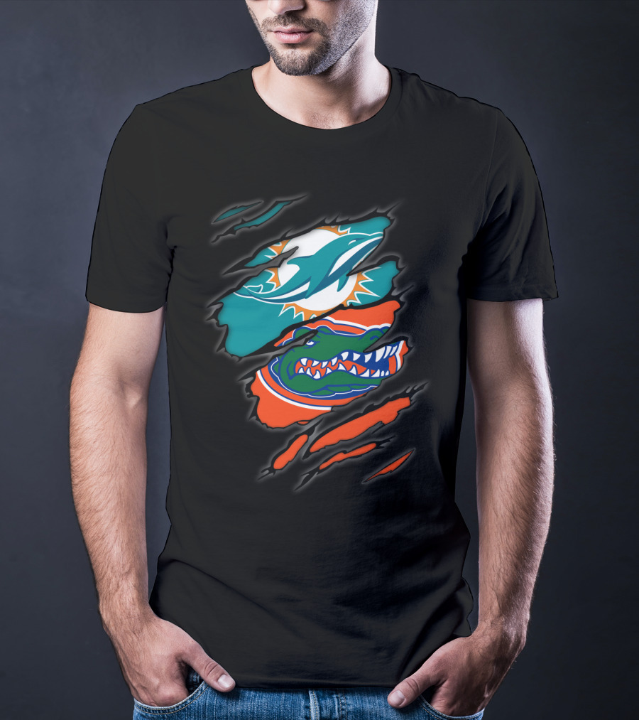 Miami Dolphins Florida Gators Torn Claw Marks T-Shirt