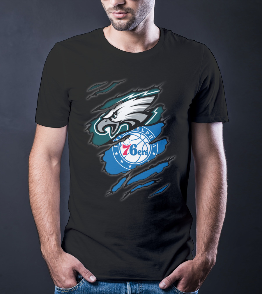 Philadelphia Eagles 76ers Torn Fusion T-Shirt