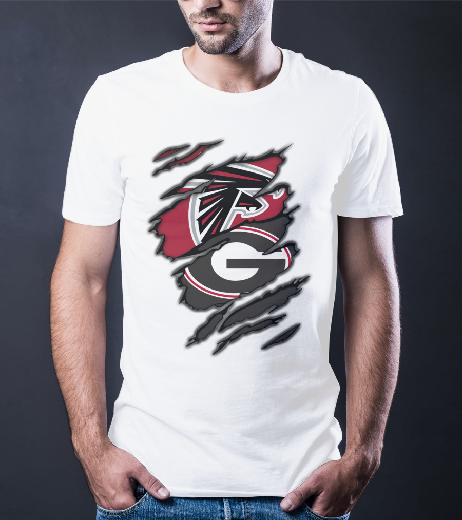 Atlanta Falcons Georgia Bulldogs Ripped Claw Marks T-Shirt