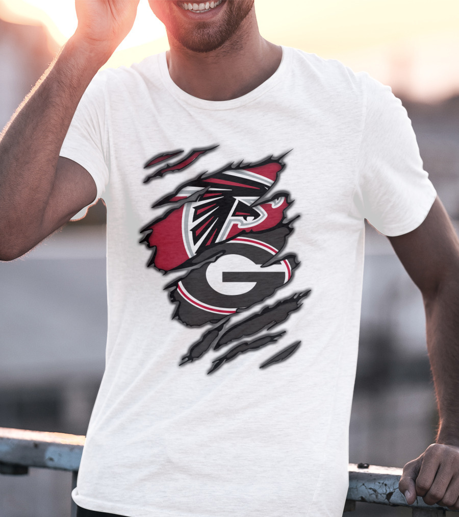 Atlanta Falcons Georgia Bulldogs Ripped Claw Marks T-Shirt
