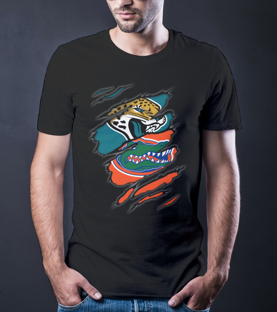 Jacksonville Jaguars Florida Gators Dual Logo Claw Marks T-Shirt